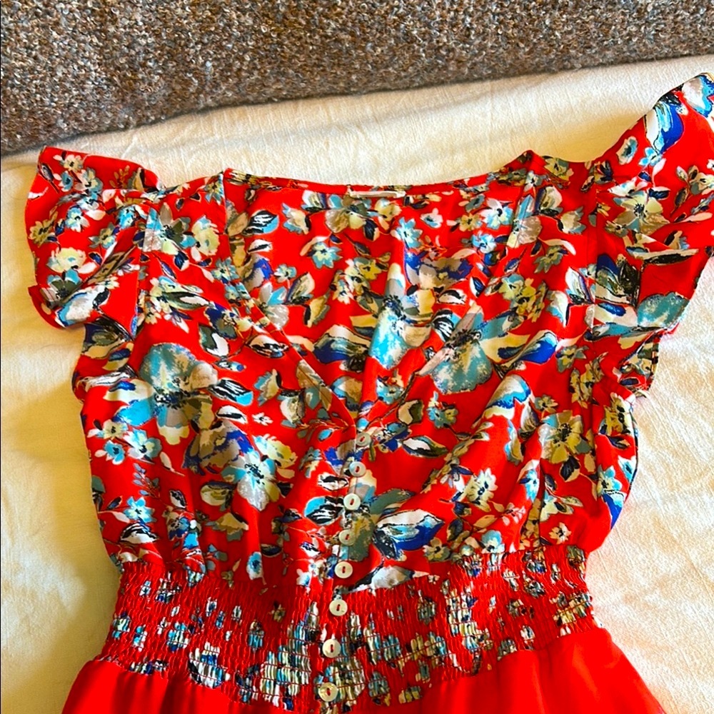 Miss Me Red Floral Maxi Dress - Picture 4 of 7